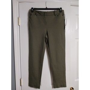 NWT Women's Liz Claiborne Ponte Emma Ankle Pants Sz 6 Olive Sz 8 Rn Lge? A3
